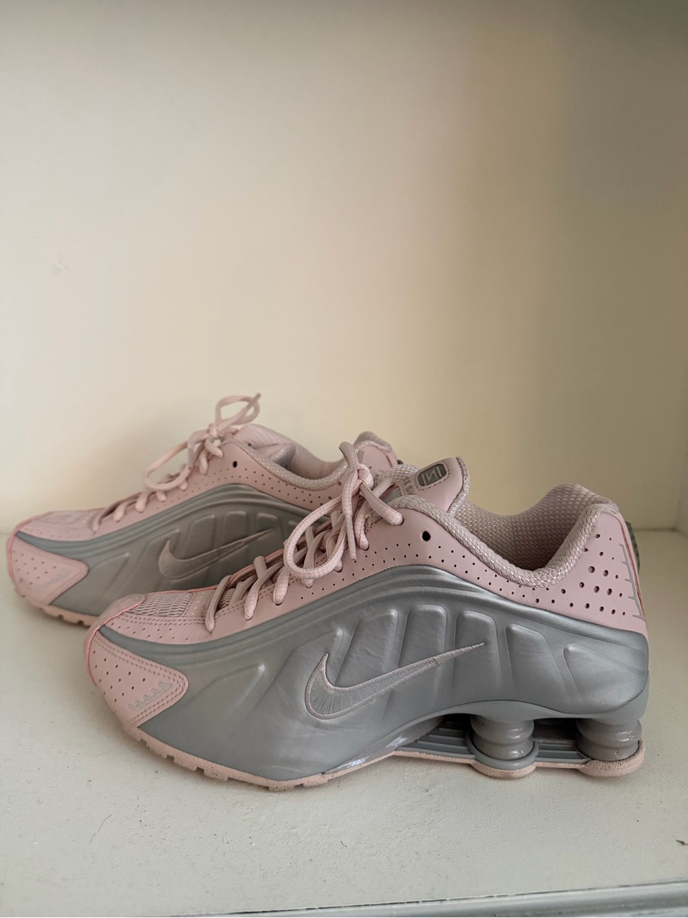Nike Women’s Pink and Silver Shox Sneakers